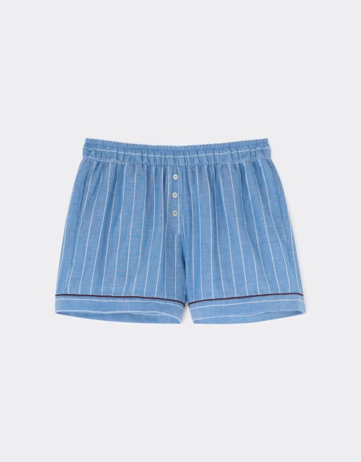Intimissimi Preppy stripes cotton canvas shorts in blue/white stripe, 5 of 5
