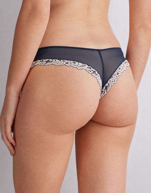 Intimissimi Pretty flowers brazilian briefs in deep blue vanilla, 2 of 4