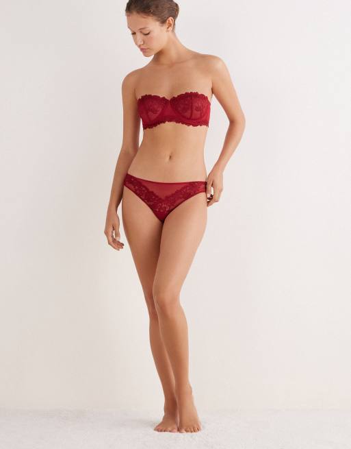 Intimissimi Pretty flowers brazilian briefs in sealing wax red, 4 of 4