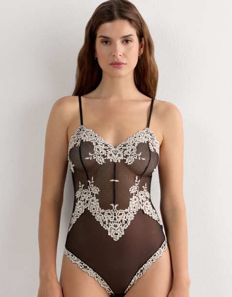 Intimissimi Pretty flowers lace and tulle body in black ivory