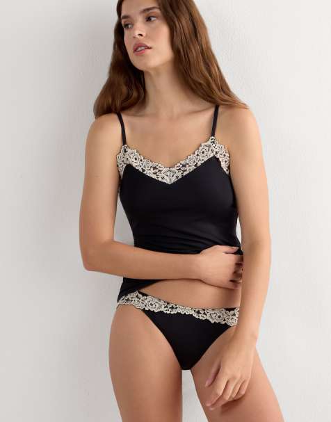 Intimissimi Pretty flowers modal top in black ivory - view 1