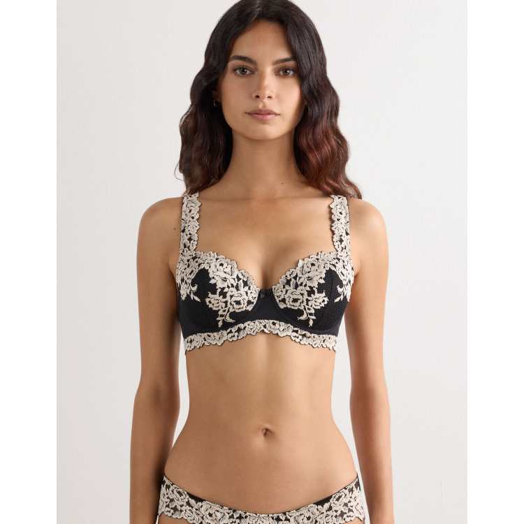 Intimissimi Pretty flowers sofia balconette bra in black ivory ASOS