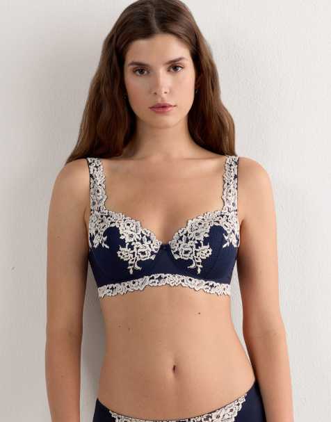 Intimissimi Pretty flowers sofia balconette bra in deep blue vanilla
