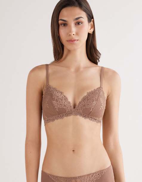 Intimissimi Pretty flowers tiziana triangle bra in caramel dark beige