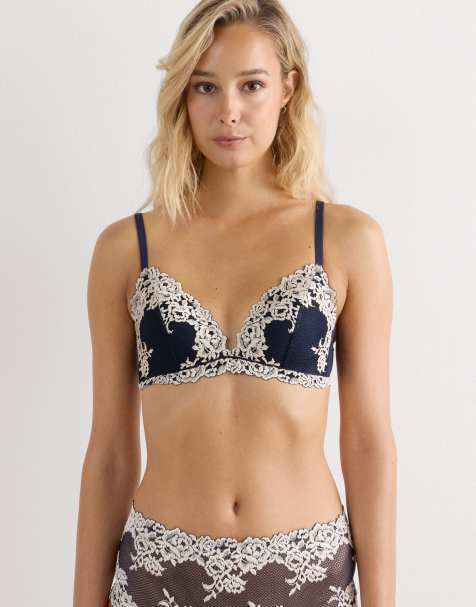 Intimissimi Pretty flowers tiziana triangle bra in deep blue vanilla - view 1