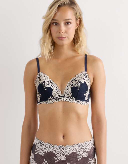 Intimissimi Pretty flowers tiziana triangle bra in deep blue vanilla