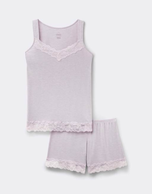 Intimissimi Pyjamas with vest top and shorts in quartz lilac melange, 5 of 6