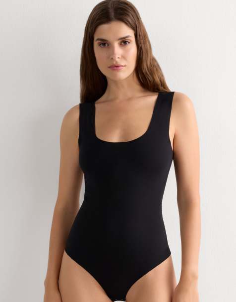 Intimissimi Raw-cut cotton bodysuit in black - view 1