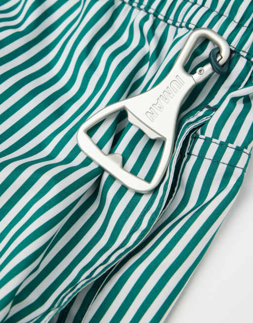 Intimissimi Reversible stripes swim shorts in white/green stripes, 3 of 4