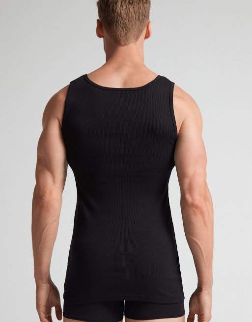 Intimissimi Ribbed cotton vest top in black, 2 of 5
