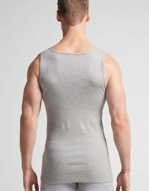 Intimissimi Ribbed cotton vest top in light grey melange, 2 of 5