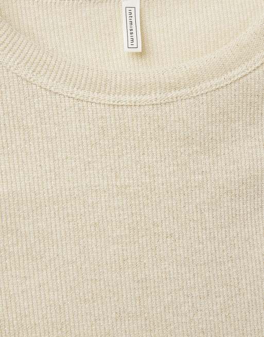 Intimissimi Ribbed lamé cotton vest top in lamè gold, 6 of 6