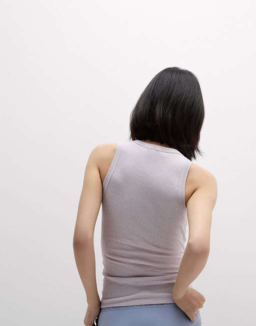 Intimissimi Ribbed lamé cotton vest top in quartz lilac lame, 2 of 4