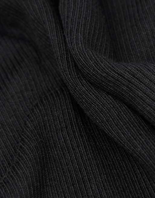 Intimissimi Ribbed superior cotton crossover cami in black, 6 of 6