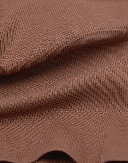 Intimissimi Ribbed superior cotton crossover cami in caramel, 6 of 6