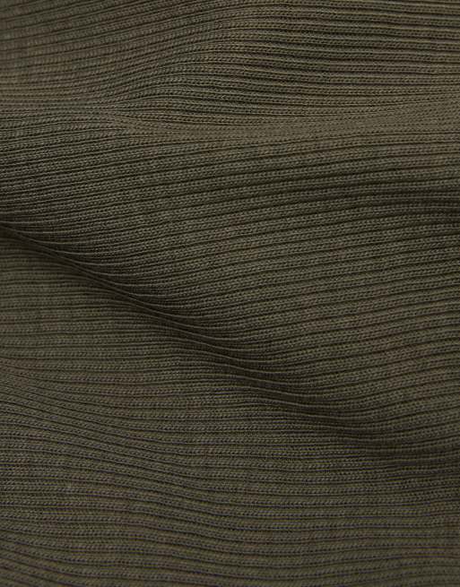 Intimissimi Ribbed superior cotton crossover cami in safari green, 6 of 6