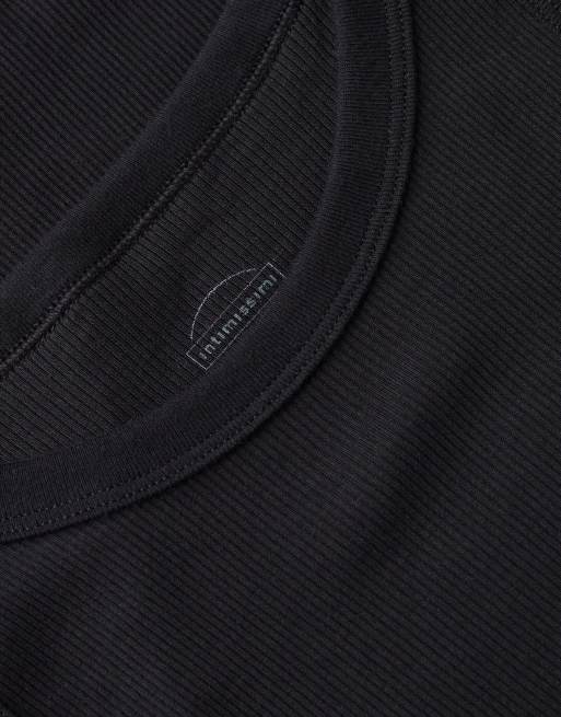 Intimissimi Ribbed superior cotton vest top in black, 6 of 6