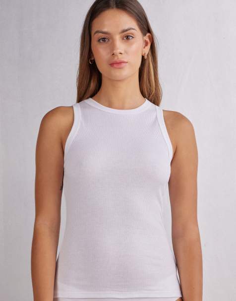 Intimissimi Ribbed superior cotton vest top in white - view 1