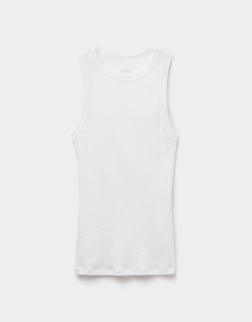 Intimissimi Ribbed superior cotton vest top in white, 5 of 6