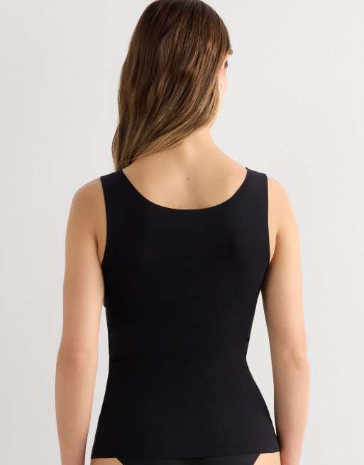 Intimissimi Round-neck raw-cut cotton vest top in black, 2 of 6
