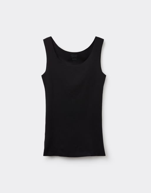 Intimissimi Round-neck raw-cut cotton vest top in black, 5 of 6
