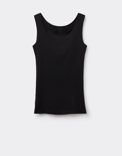 Intimissimi Round-neck raw-cut cotton vest top in black, 6 of 6