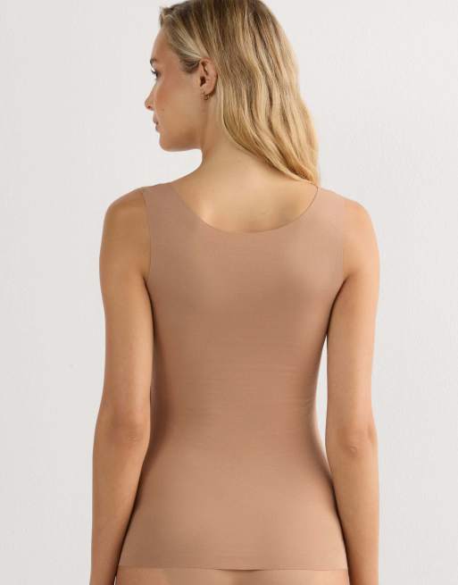 Intimissimi Round-neck raw-cut cotton vest top in brown cappuccino, 2 of 7