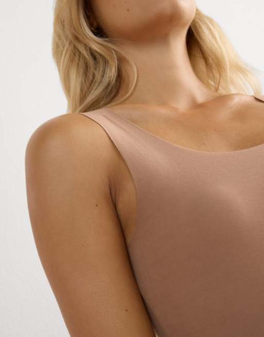 Intimissimi Round-neck raw-cut cotton vest top in brown cappuccino, 3 of 7