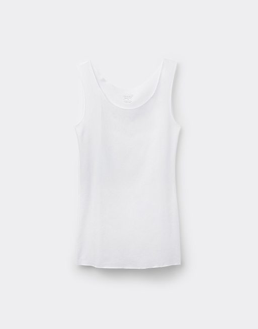 Intimissimi Round-neck raw-cut cotton vest top in white, 5 of 7