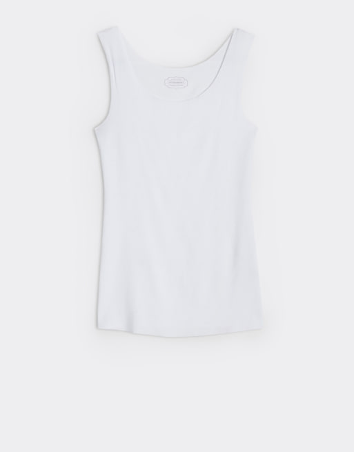 Intimissimi Round-neck raw-cut cotton vest top in white, 6 of 7