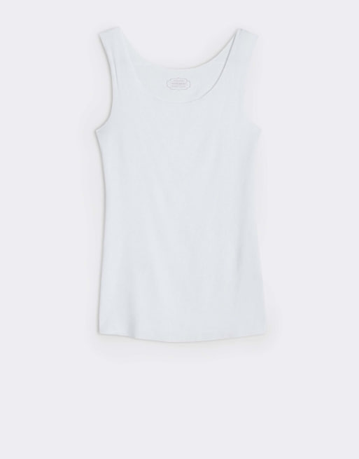 Intimissimi Round-neck raw-cut cotton vest top in white, 7 of 7