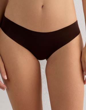 Intimissimi Seamless microfibre snug-fit panties in mocha brown
