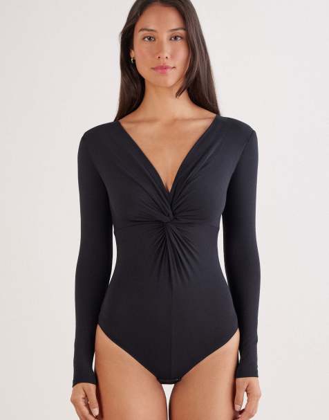Intimissimi Sensual attitude long-sleeved bodysuit in black - view 1