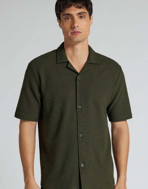 Intimissimi Short-sleeved bowling shirt in military green - view 1