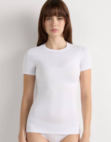 Intimissimi Short-sleeved stretch top in white - view 1