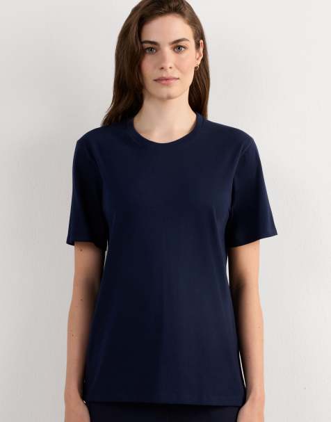 Intimissimi Short-sleeved superior cotton top in rich blue - view 1