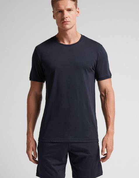 Intimissimi Short superior cotton pyjamas in midnight blue - view 1