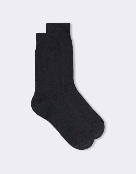 Intimissimi Short warm cotton socks in charcoal grey melange - view 1