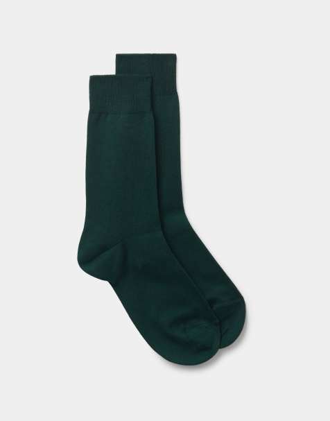 Intimissimi Short warm cotton socks in dark green - view 1