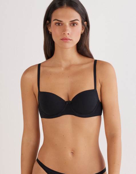 Intimissimi Sofia ultralight cotton balconette bra in black
