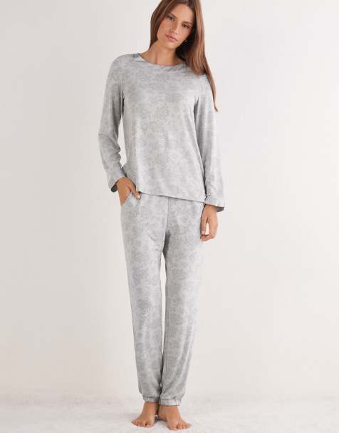 Intimissimi Soft dreams devoré pattern long pyjamas in devoured grey - view 1