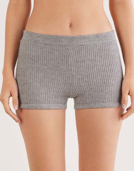 Intimissimi Soft tricot hotpants in sweater grey melange
