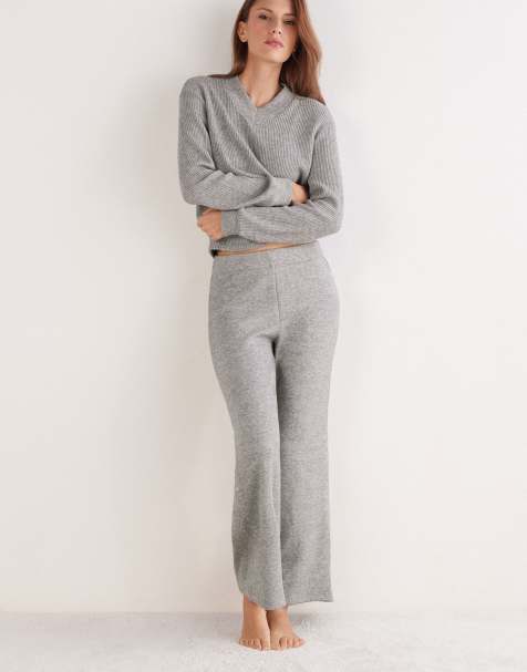 Intimissimi Soft tricot palazzo pants in sweater grey melange - view 1