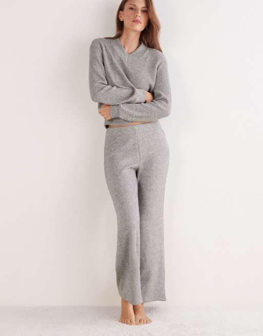 Intimissimi Soft tricot palazzo pants in sweater grey melange