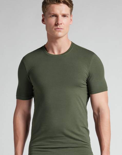 Intimissimi Stretch superior cotton t-shirt in green - view 1