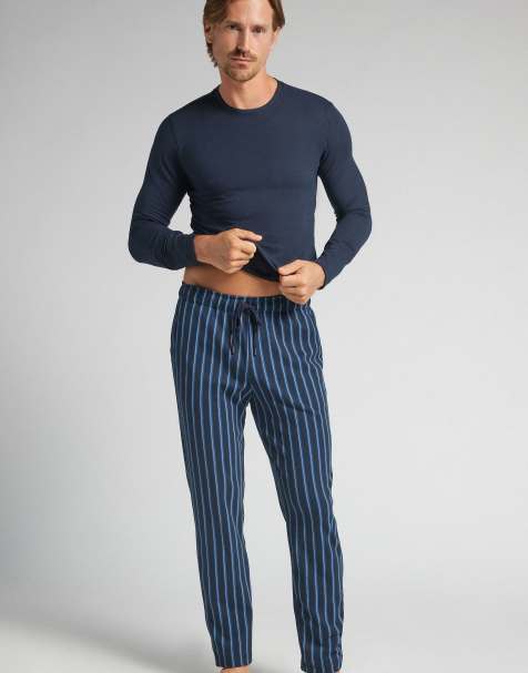 Intimissimi Striped cotton trousers in midnight blue denim blue - view 1