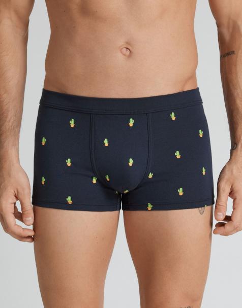 Intimissimi Superior cotton boxers with cactus print in deep blue - view 1