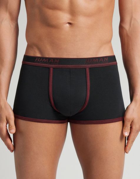 Intimissimi Superior cotton boxers with logo in black and burgundy - view 1