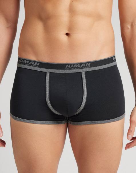 Intimissimi Superior cotton boxers with logo in black graphite blend - view 1