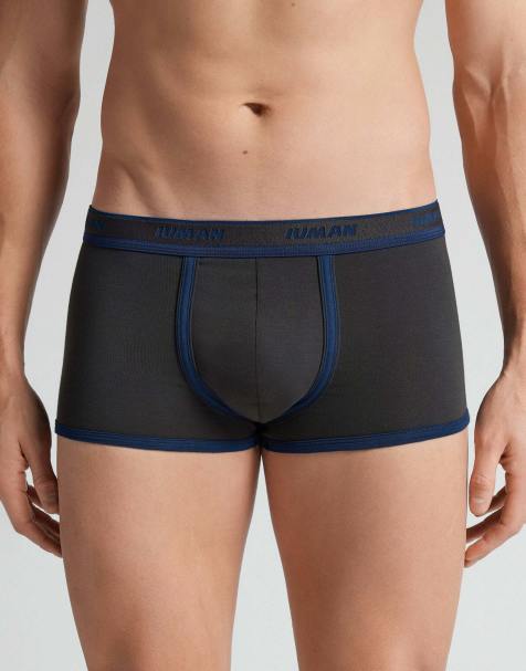 Intimissimi Superior cotton boxers with logo in dark grey/navy blue - view 1
